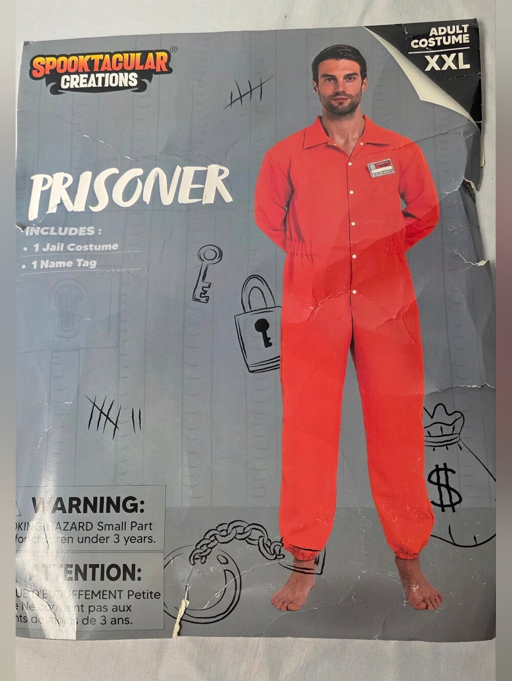 Spooktacular Creations Mens XXL Prisoner Jail Costume Orange Men's Jumpsuit